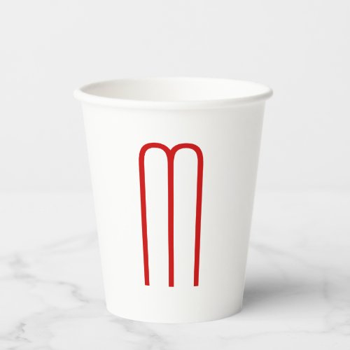Chic Unique Monogram Red White Plain Simple Paper Cups