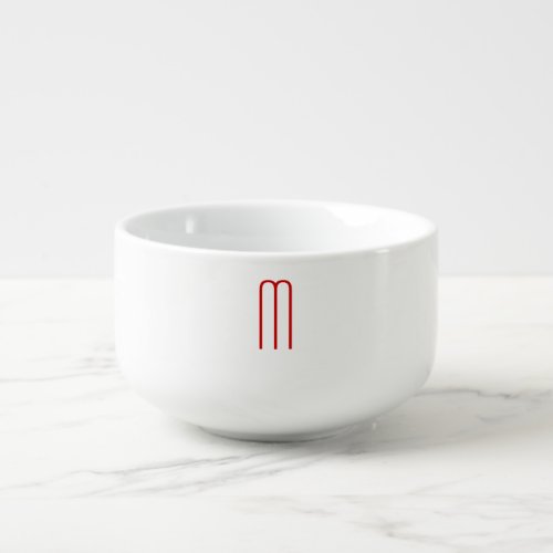 Chic Unique Monogram Red White Plain Simple Soup Mug
