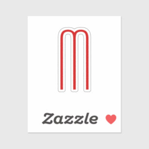 Chic Unique Monogram Red White Plain Simple Sticker