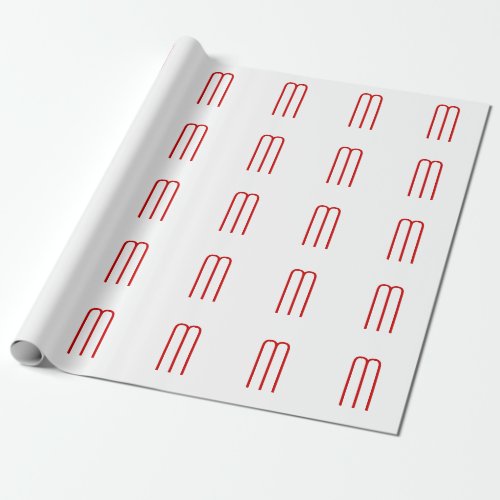 Chic Unique Monogram Red White Plain Simple Wrapping Paper