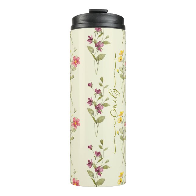 Chic & Unique: personalized flower design  Thermal Tumbler (Front)