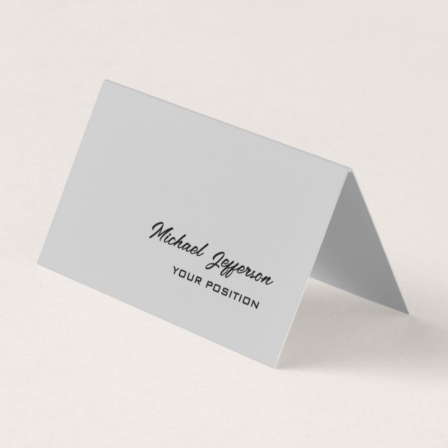 Chic Unique Script Grey Business Card (Front)