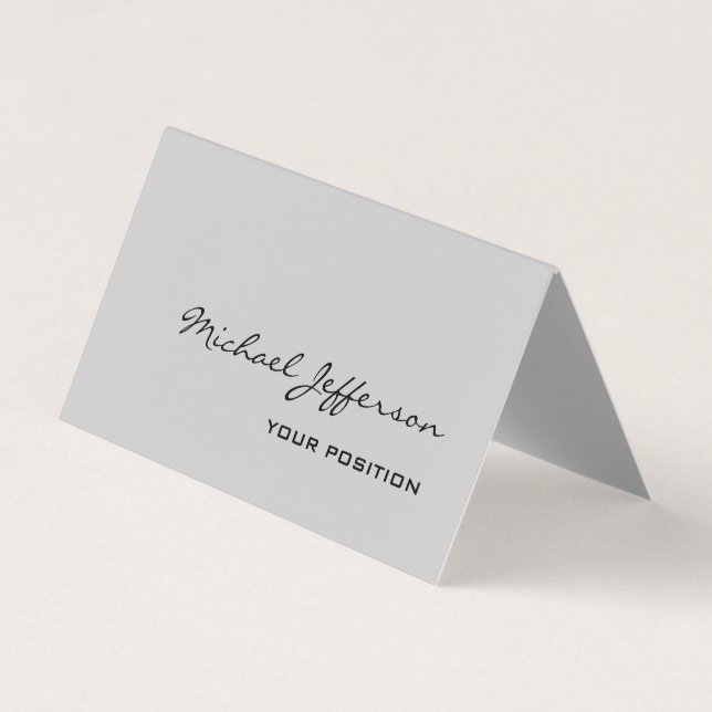 Chic Unique Script Grey Business Card (Front)