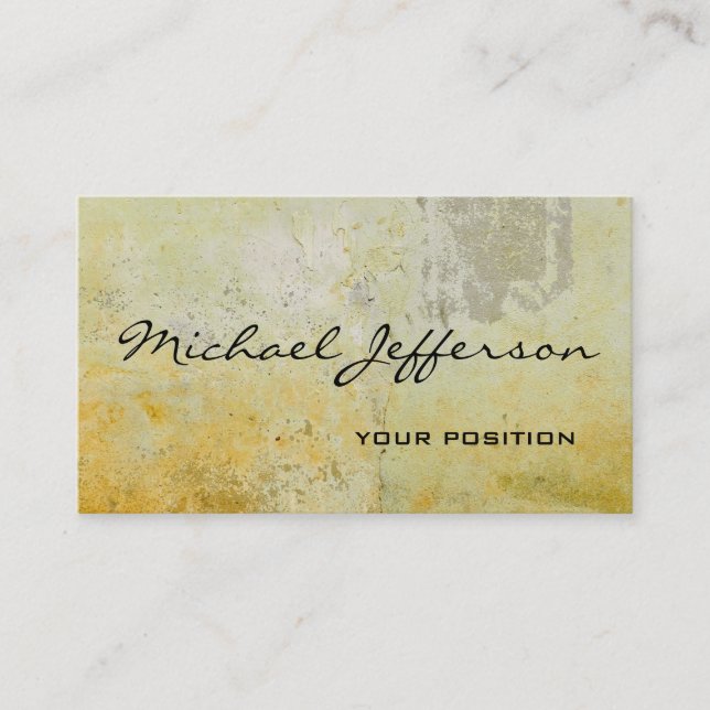 Chic Unique Yellow Grey Mortar Abstract Business Card (Front)