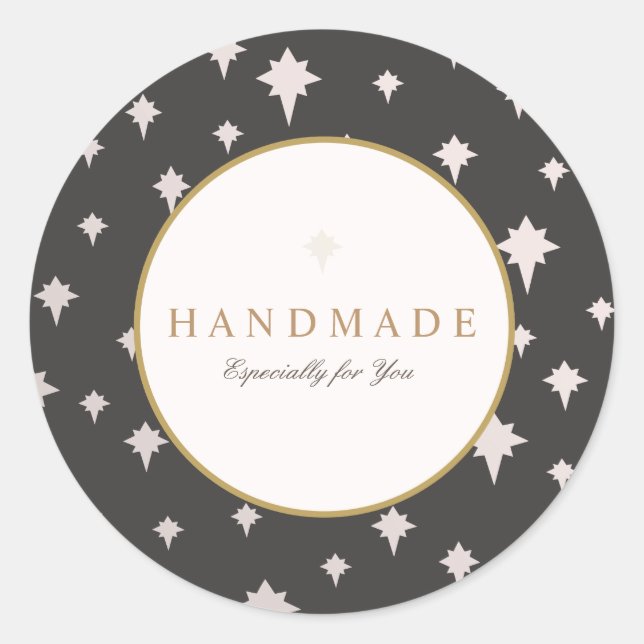 Chic Upscale Silver Stars Pattern Classic Round Sticker (Front)