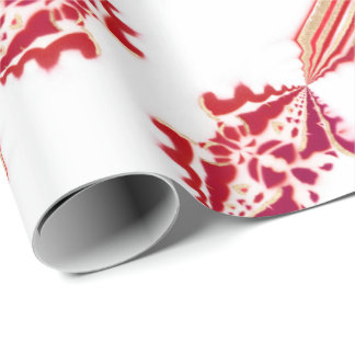 Chic Urban Designer Magenta White Gold Flourish Wrapping Paper