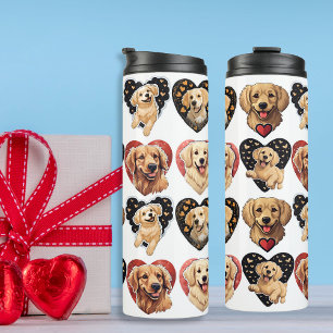 Chic Valentine Golden Retriever Dog Thermal Tumbler