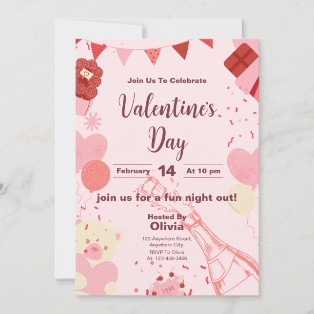 Chic Valentine's Day Celebration Invitation card (Front)