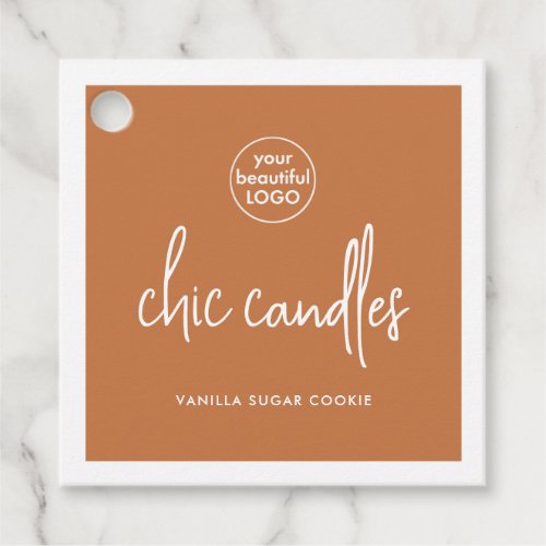 Chic Vanilla Brown Candle Hang Tag with Logo