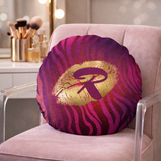 Chic Vanity Pink Zebra Print  Round Pillow