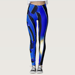 Black and Blue Stripe with Dark Blue Volleyball Leggings, Zazzle