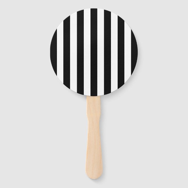Chic Vertical Stripes Black And White Striped   Hand Fan (Front)