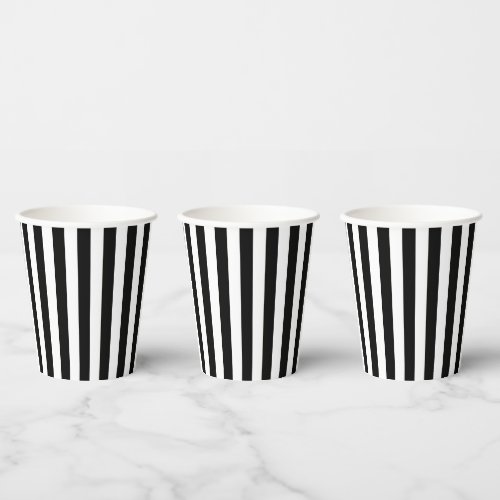 Chic Vertical Stripes Black And White Striped  Paper Cups