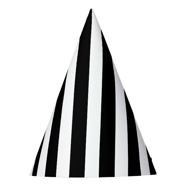 Chic Vertical Stripes Black And White Striped   Party Hat (Front)