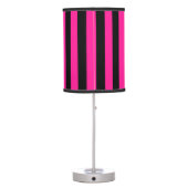 Chic Vertical Stripes Black & Hot Pink Striped Table Lamp (Back)