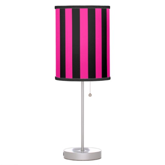Chic Vertical Stripes Black & Hot Pink Striped    Table Lamp (Left)