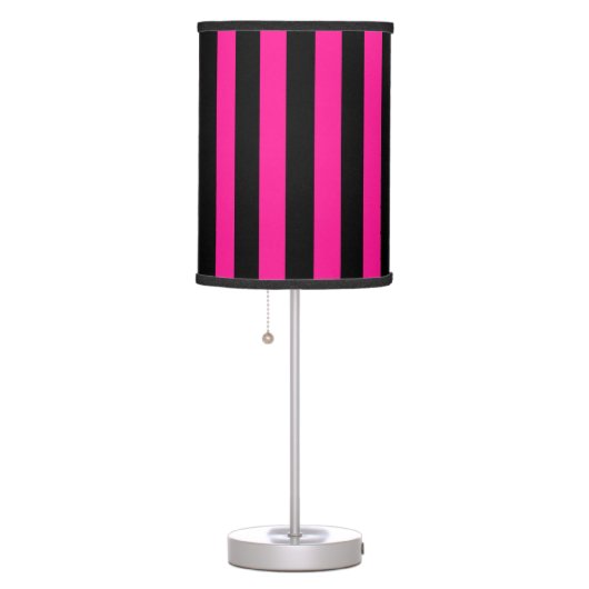 Chic Vertical Stripes Black & Hot Pink Striped    Table Lamp (Right)