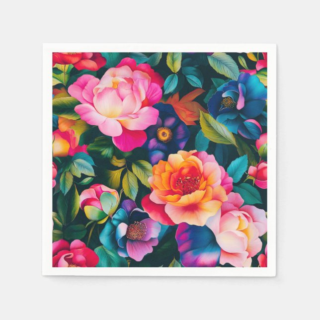 Chic vibrant roses pattern napkins (Front)