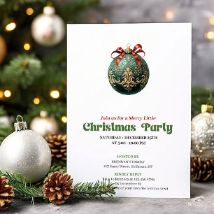 Chic Victorian Christmas Bauble Holiday Invite