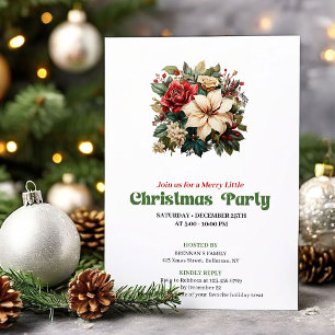Chic Victorian Christmas flowers party invitation