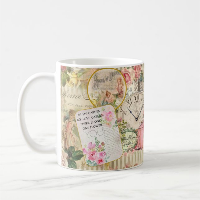 Chic Victorian Ephemera, Angels and Roses   Coffee Mug (Left)