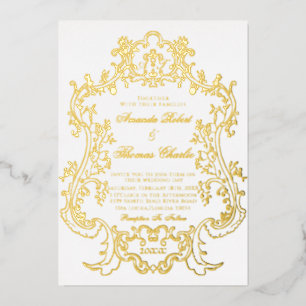 Chic Victorian White and Gold Wedding Invitation Foil Invitation
