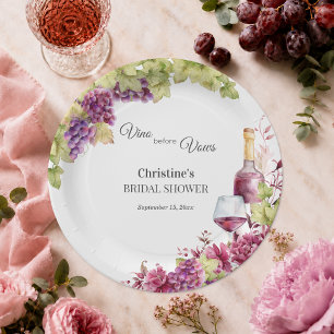 Chic Vino before Vows Bridal Shower Paper Plates