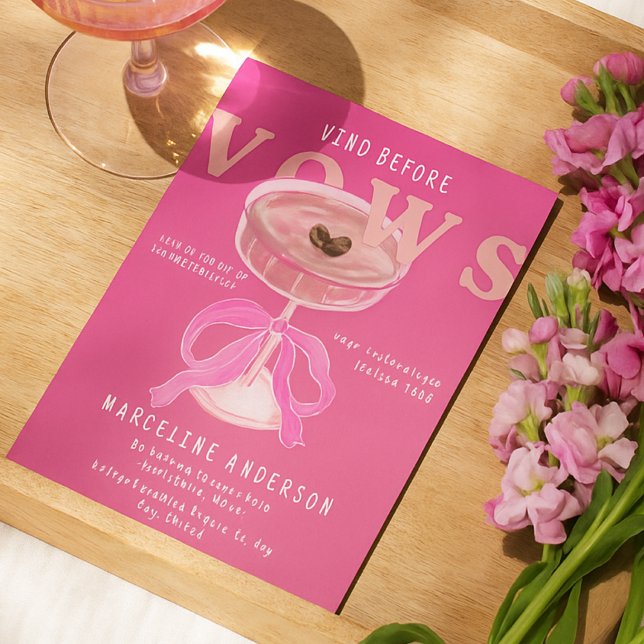 Chic Vino Before Vows Pink Wine Bow Bridal Shower Invitation (Creator Uploaded)