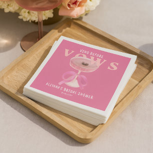 Chic Vino Before Vows Pink Wine Bow Bridal Shower Napkins