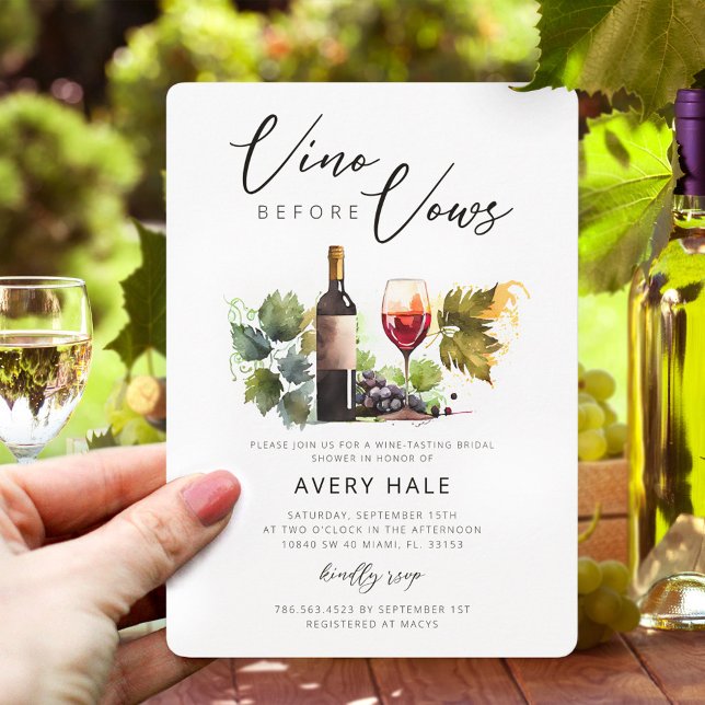 Chic Vino Before Vows Watercolor Winery Vineyard Invitation (Creator Uploaded)