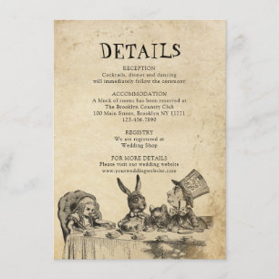 Chic Vintage Alice in Wonderland Wedding Details Enclosure Card