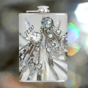 Chic Vintage Art Deco Rhinestones Flask