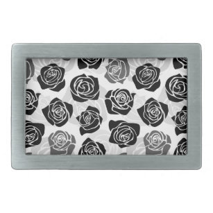 Chic Vintage black and white roses Belt Buckle