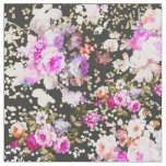 Chic vintage black pink floral gold confetti fabric
