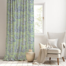 Chic Vintage Blue Green Toile de Jouy Design