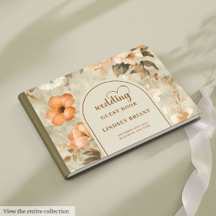 Chic Vintage Boho Terra Cotta Ivory Olive Wedding Guest Book