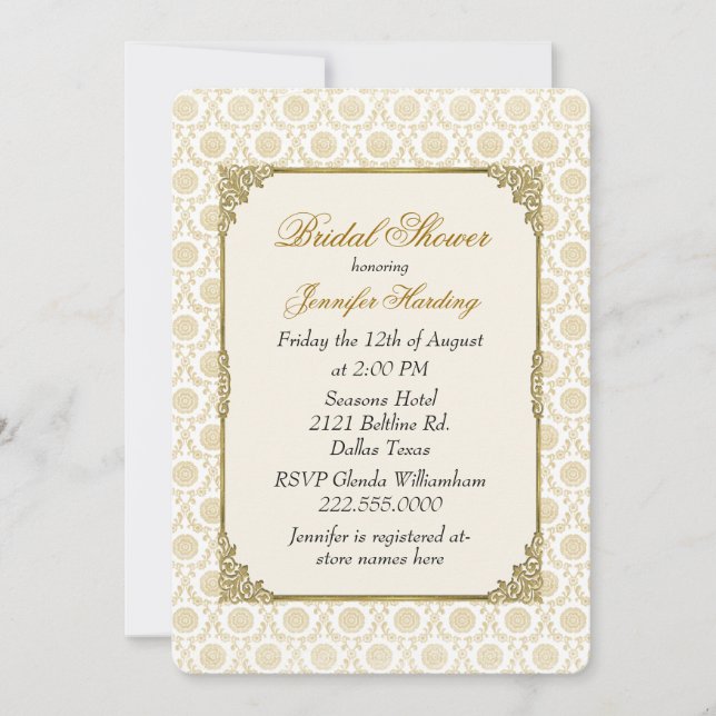 Chic Vintage Bridal Shower Tea Party Invitation (Front)