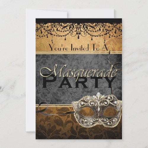 Chic Vintage Brown Masquerade Invitations