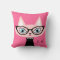 Chic Vintage Cat 2-Sided Throw Pillow - Pink