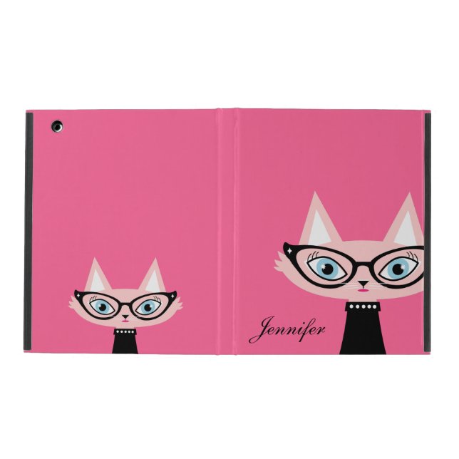 Chic Vintage Cat iPad 2/3/4 Powis Case - Pink (Outside)