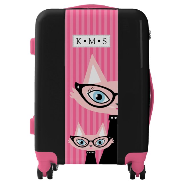 Chic Vintage Cat Luggage (Front)