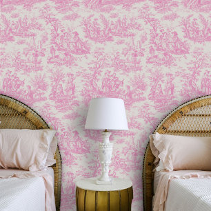 Chic vintage classic pattern baby pink wallpaper