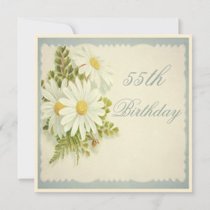 Chic Vintage Daisies 55th Birthday Invitation