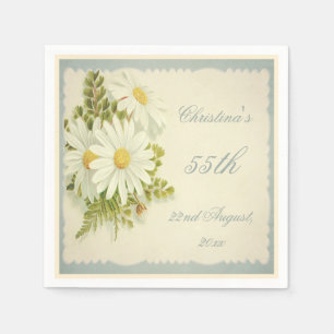 Chic Vintage Daisies 55th Birthday Serviettes Napkins