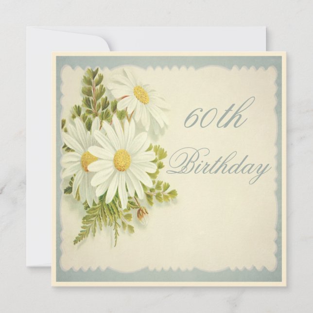 Chic Vintage Daisies 60th Birthday Invitation (Front)