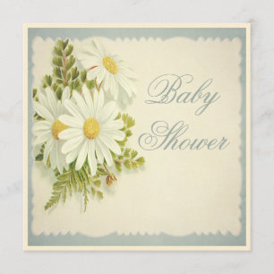 Chic Vintage Daisies Baby Shower Invitation