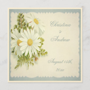 Chic Vintage Daisies Wedding Invite
