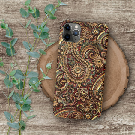 Chic Vintage Faux Gold Paisley Floral Art Pattern Iphone 13 Pro Max Ca