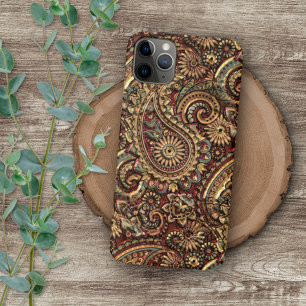 Chic Vintage Faux Gold Paisley Floral Art Pattern iPhone 16 Pro Max Case