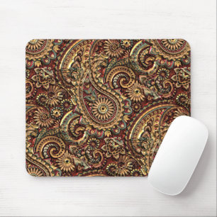 Chic Vintage Faux Gold Paisley Floral Pattern Mouse Pad